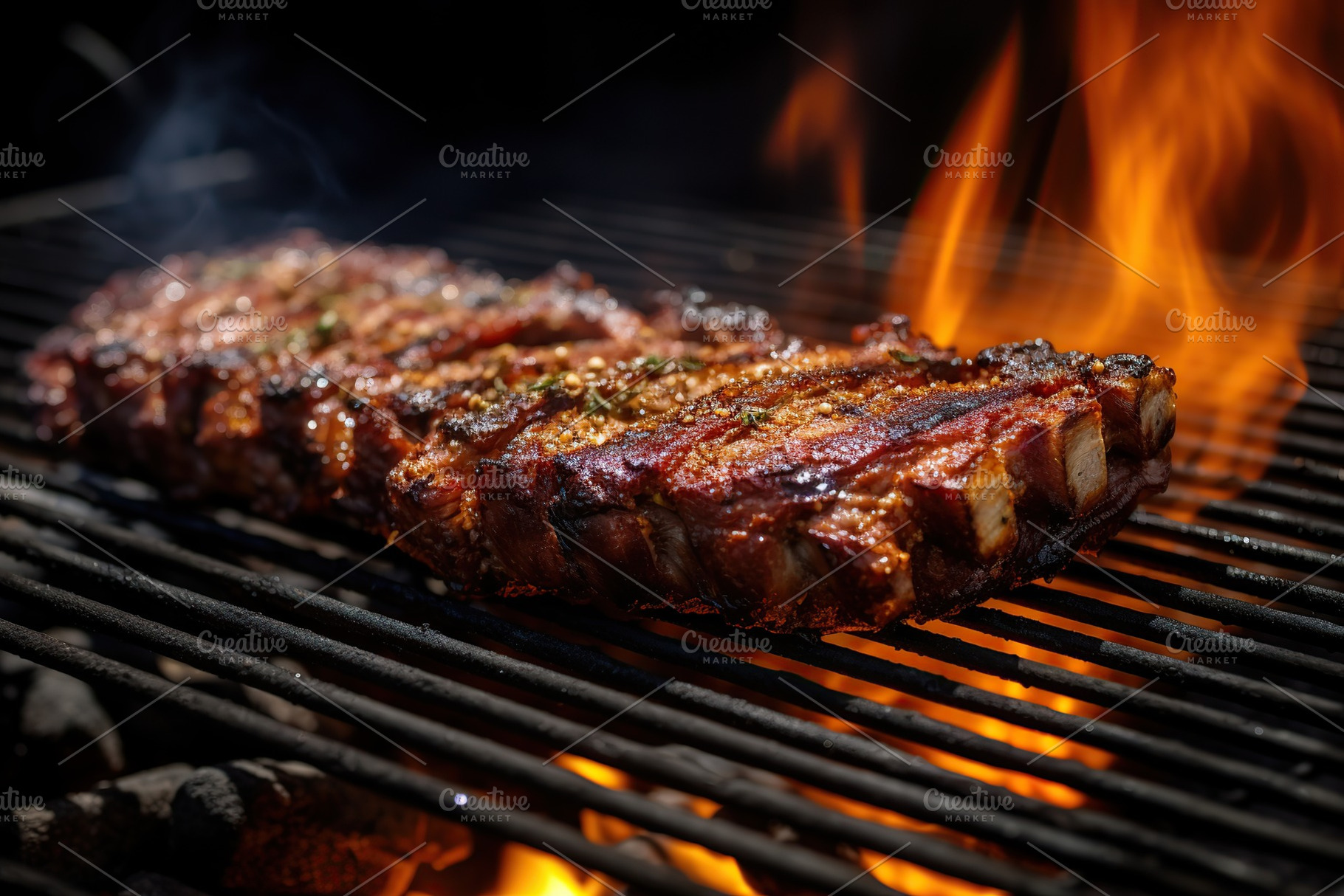 BBQ marinated meat on the grill, a Food & Drink Photo by AlyaAnd
