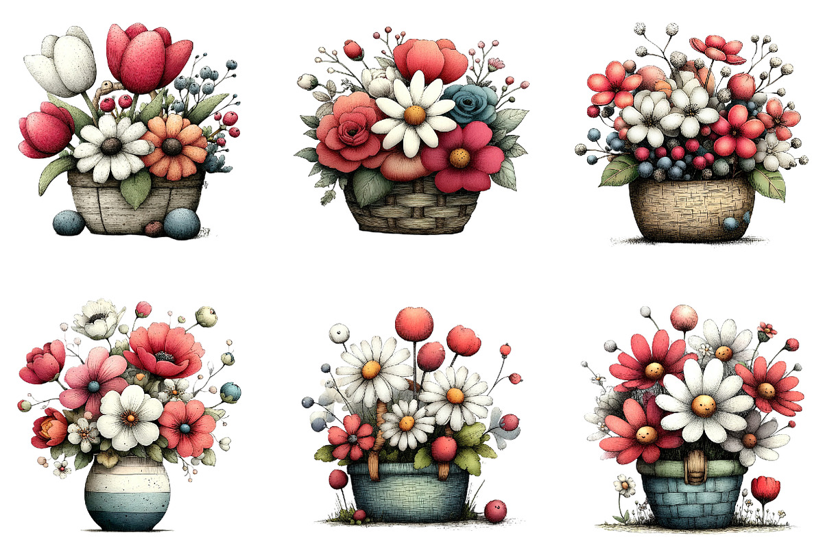 Spring Flower Basket Clipart, an Illustration by Sublimation Artist (Photo 6 of 7)
