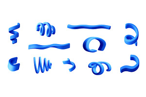 Set of blue 3d abstract confetti, an Illustration by Abscent