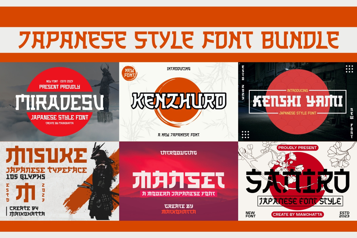 Japanese Style Font Bundle, a Font by MaikoHatta