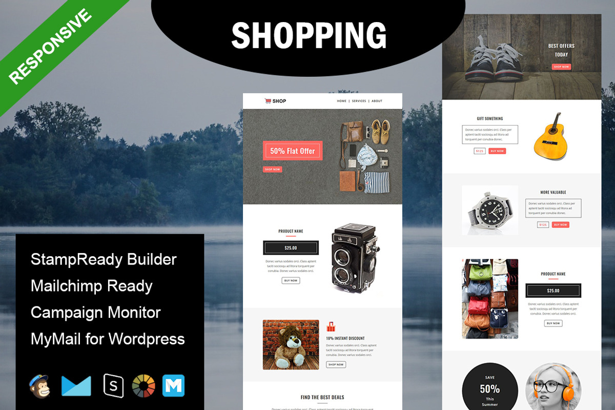 SHOPPING - Responsive Email Template, an Email Template by FourDinos (Photo 1 of 3)