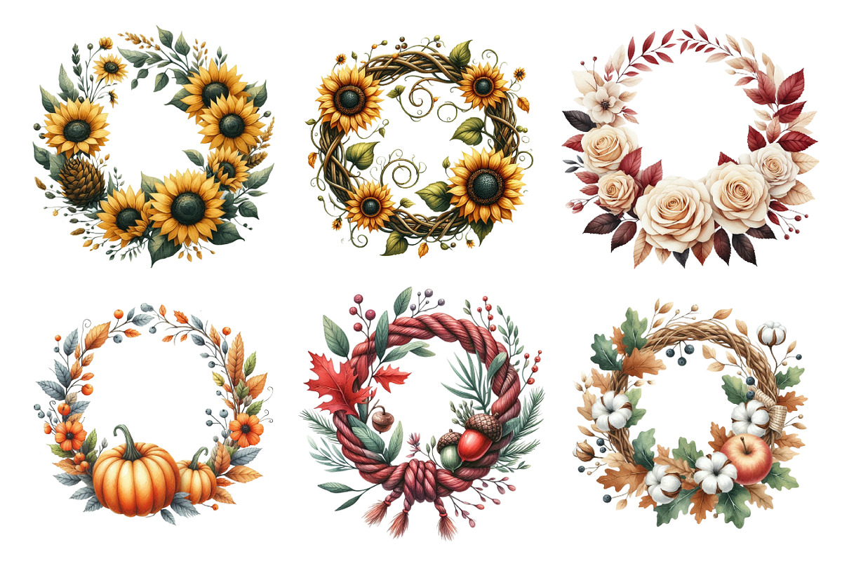 Watercolor Autumn Wreath Clipart, an Illustration by Daily.Designs (Photo 5 of 5)