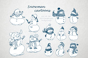 Christmas Snowmen ClipArt Collection, an Object Graphic by Jeanna Draw (Thumbnail 1 of 14)