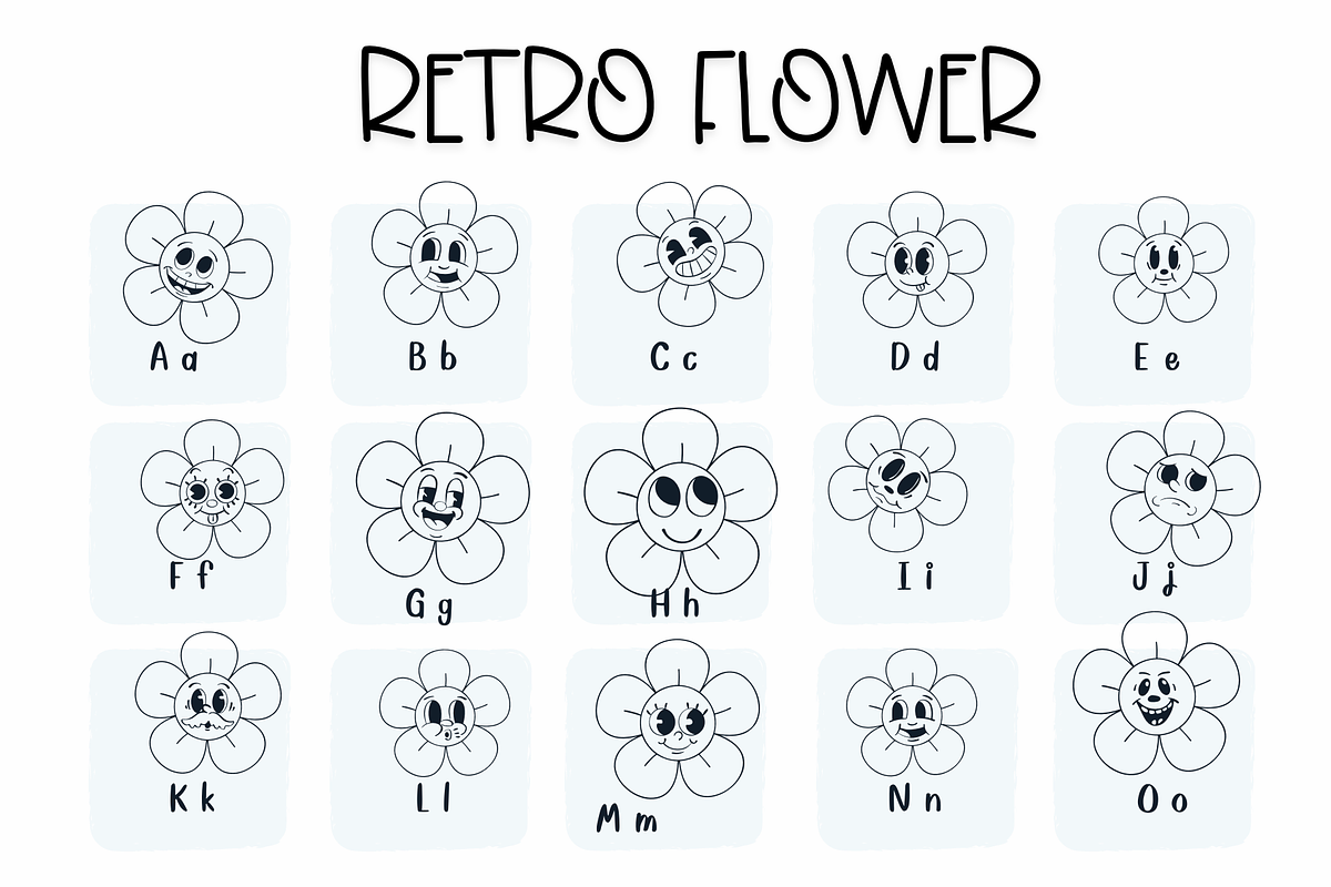 Retro Flower | Symbols Fonts, a Symbol Font by Sirinart (Photo 4 of 12)