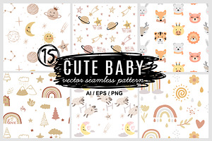 Cute bady seamless patterns.
