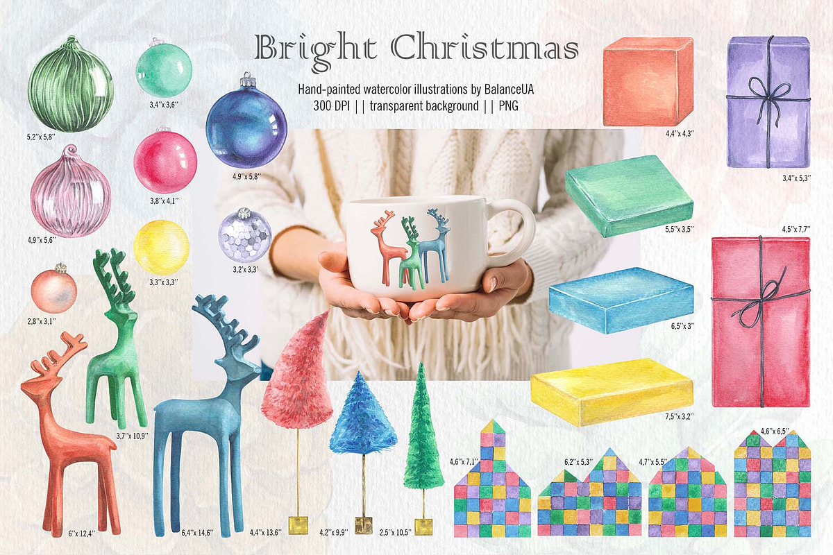 Christmas Watercolor Illustrations, a Decorative Illustration by BalanceUA (Photo 6 of 18)