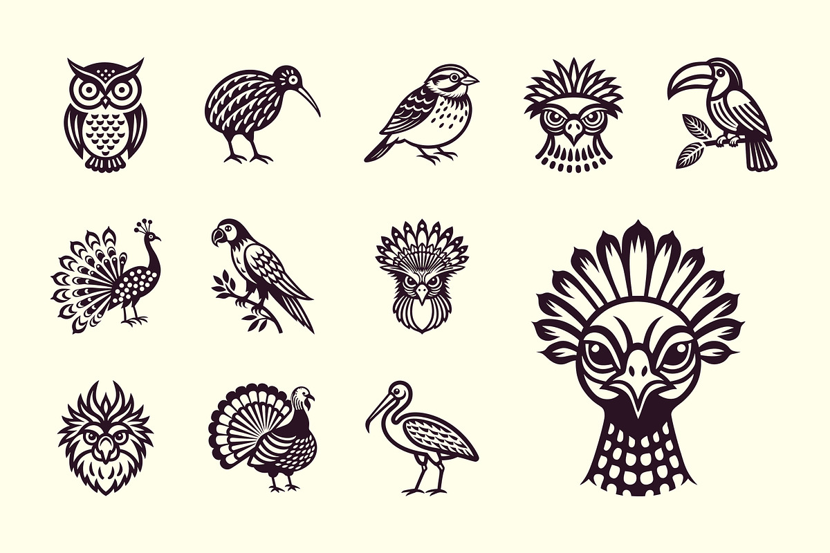 Birds Silhouette Icon Set, a Solid Icon by Creative Stall (Photo 5 of 9)