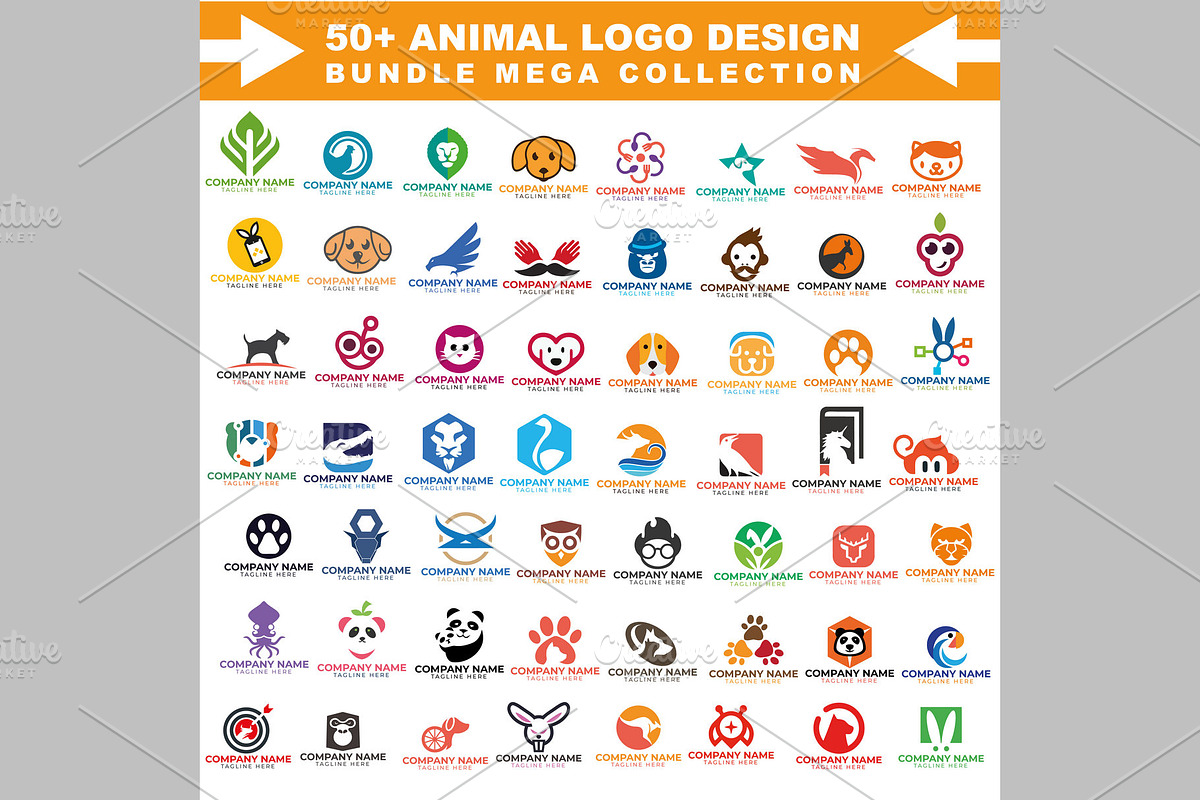 Wildly Creative 50+ Animal Logos Set, a Branding & Logo Template by ArmanHossen75