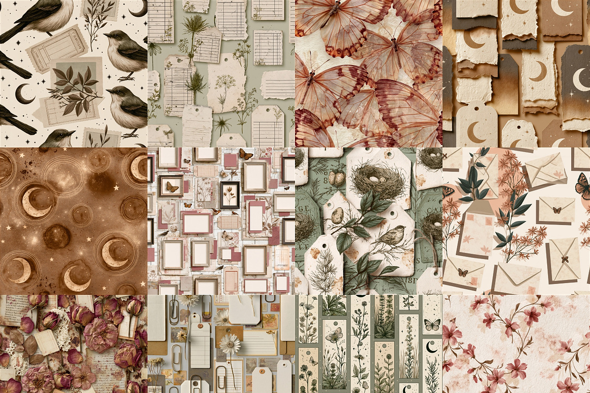 77 Vintage Ephemera Digital Paper, a Pattern Graphic by LA Design (Photo 3 of 10)