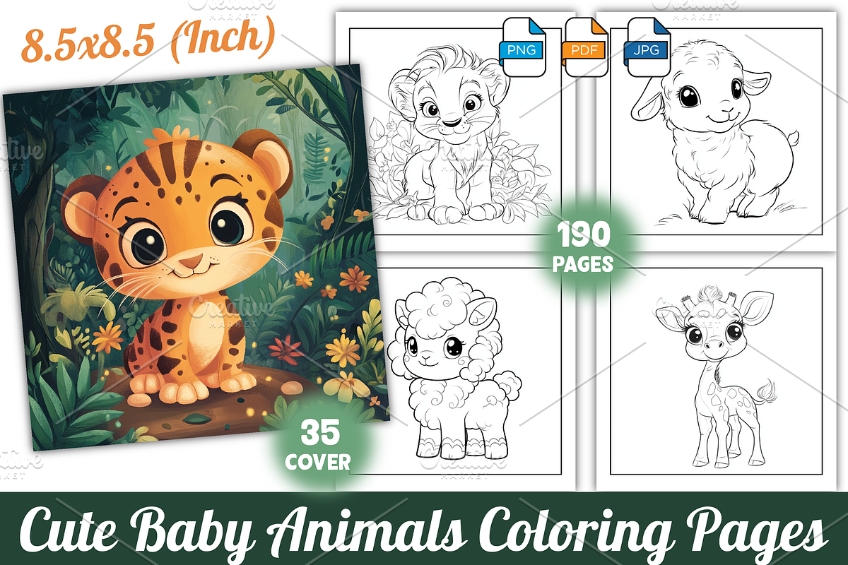 Cute Baby Animals Coloring Pages, an Animal Illustration by Design Station (Photo 1 of 5)