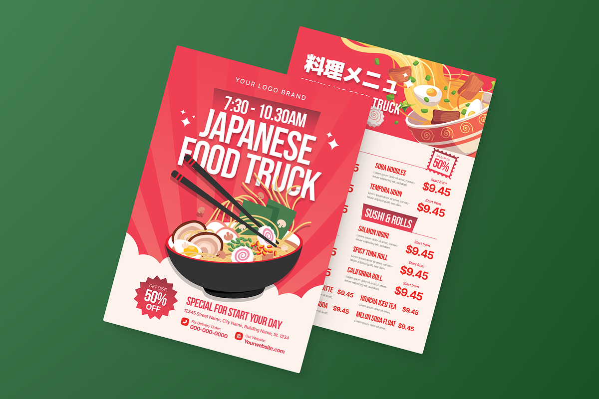 Japanese Food Truck Menu Flyer, a Flyer Template by MMPixelCraft (Photo 5 of 6)