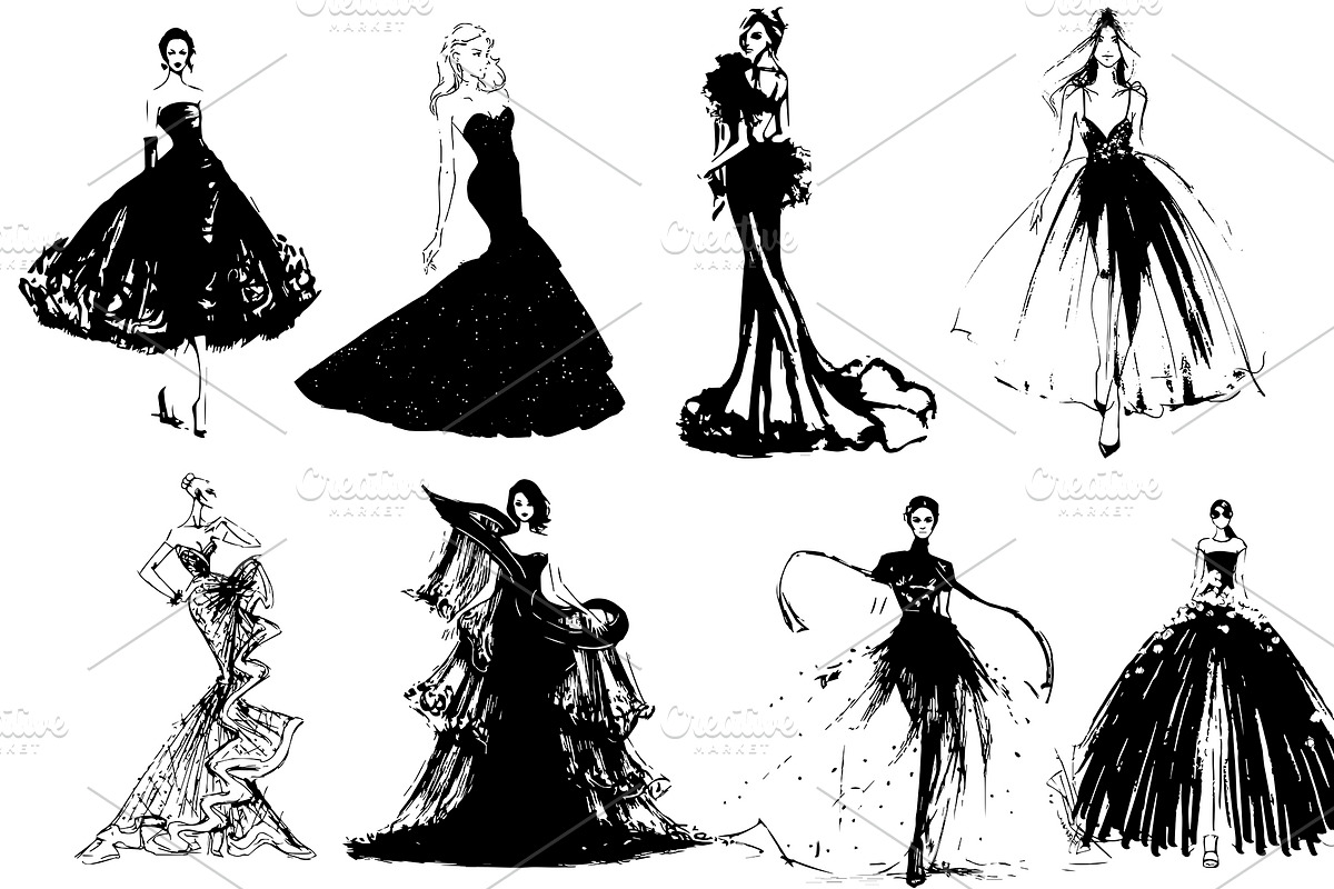 50 beautiful girls in evening dresse, a Decorative Illustration by AnastasiyaOleynik (Photo 4 of 7)