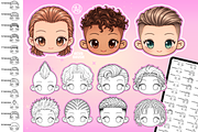Procreate Chibi Hairstyles brushes, a Brush Add-On by Revabrush (Thumbnail 7 of 16)