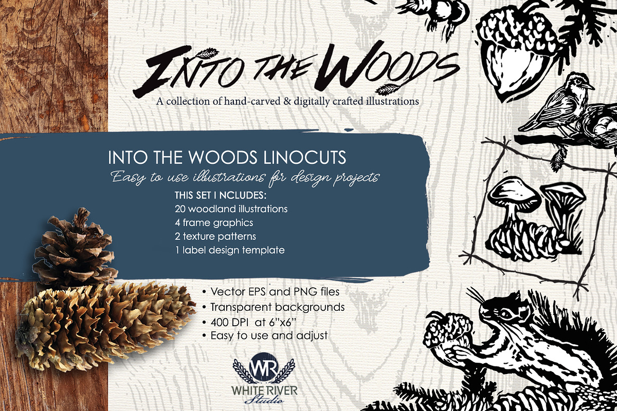 Into The Woods Linocuts, an Illustration by WhiteRiverStudio (Photo 2 of 10)