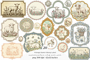Vintage Easter Sheep Label Printable, an Illustration by SinaCreation (Thumbnail 1 of 6)