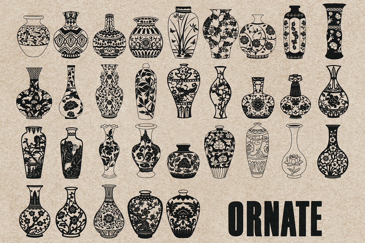 Vase stamps for Procreate, a Brush Add-On by TheWhiteCatLab (Photo 4 of 6)