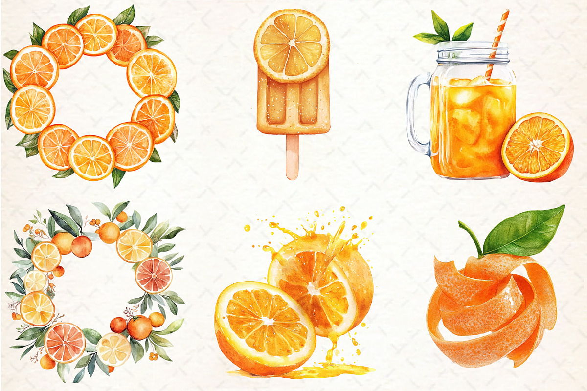 Watercolor Citrus Orange Clipart PNG, an Illustration by Libby Wishes (Photo 5 of 5)