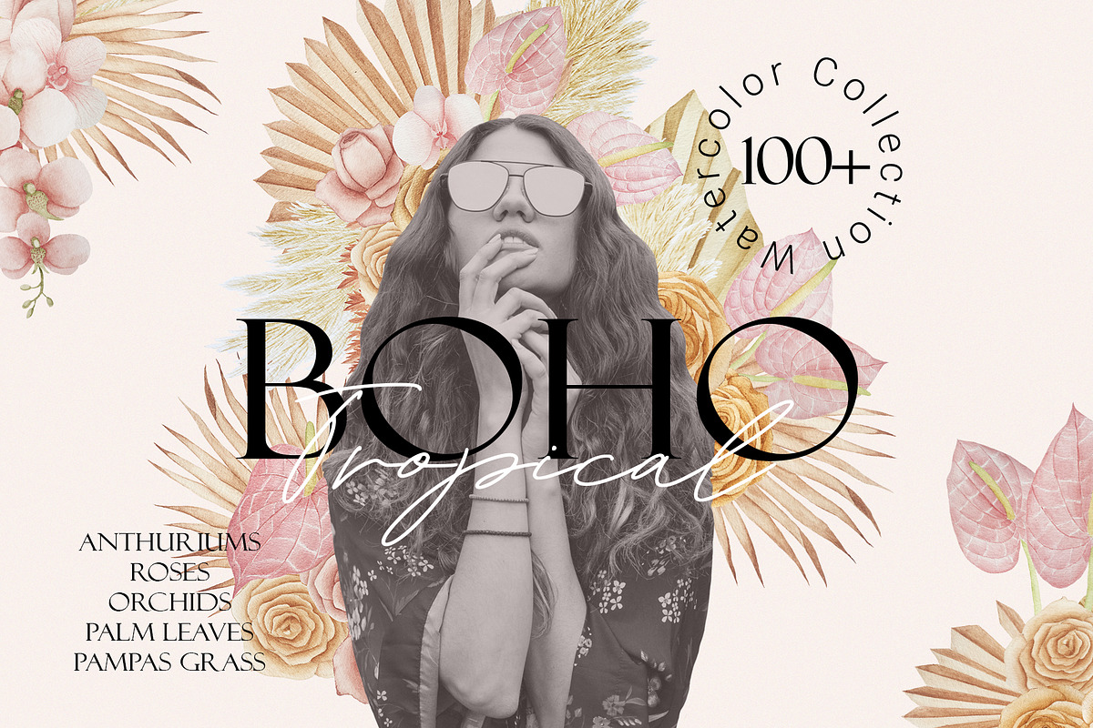 Tropical BOHO Watercolor Collection, a Decorative Illustration by Letters-Shmetters (Photo 1 of 10)
