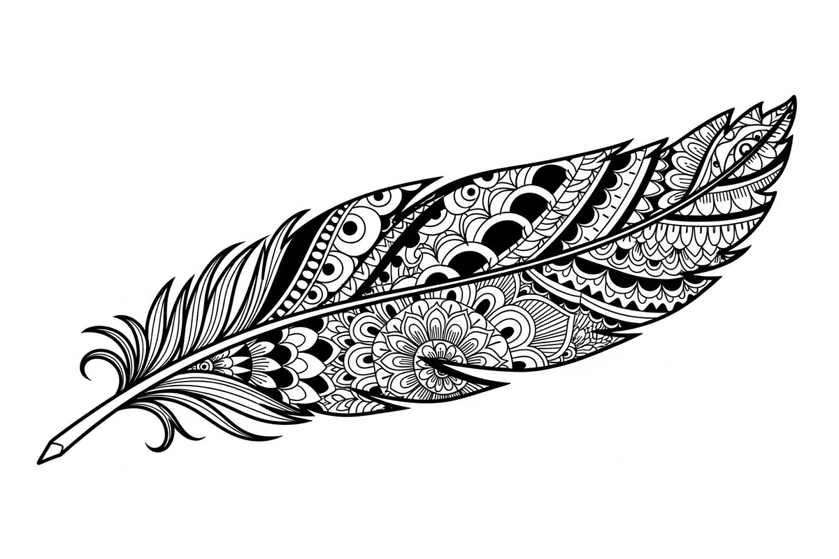 Ornamental Feather SVG Bundle, an Illustration by yasushie (Photo 12 of 31)