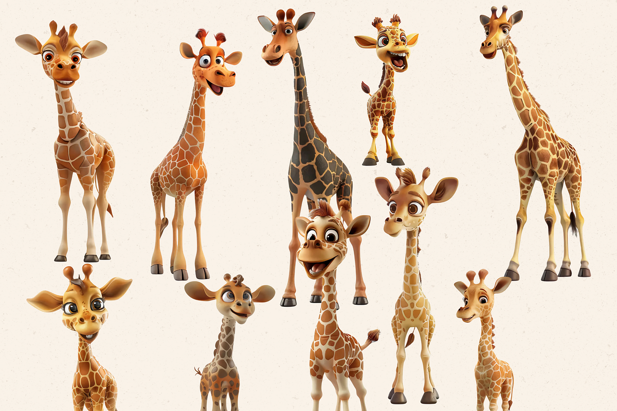 QUIRKY GIRAFFE CLIPART PACK, an Animal Illustration by Daring Digies (Photo 3 of 8)