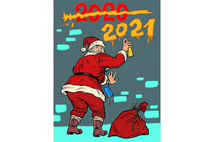 Santa Claus Graffiti Meets New Year