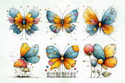 Whimsical Summer Butterfly Clipart, an Animal Illustration by Creative Art (Thumbnail 3 of 8)