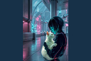 Cyberpunk Girl Cat Clipart, a Person Illustration by StockVerse Creative (Thumbnail 4 of 4)