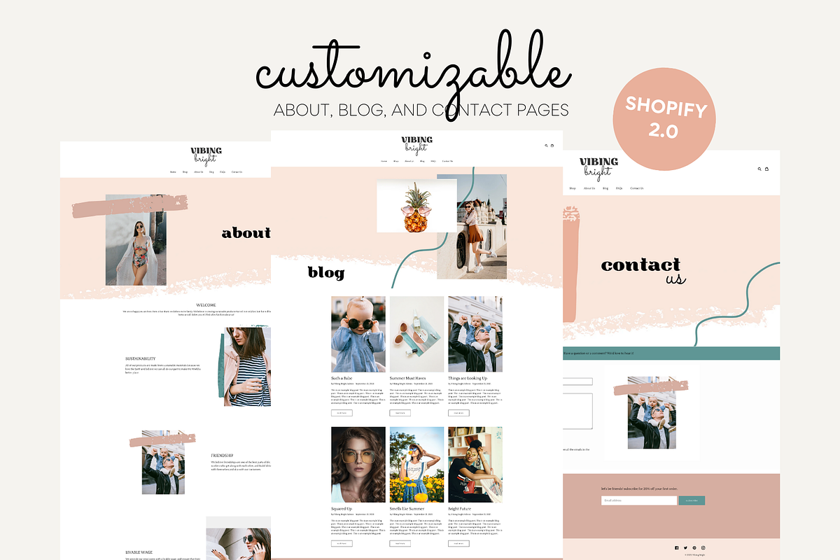 Pink Shopify Theme | Vibing Bright, a Branding & Logo Template by Easy Website Themes (Photo 3 of 9)