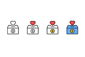 Charity donation boxes with heart, a Finance Illustration by skripnikbb