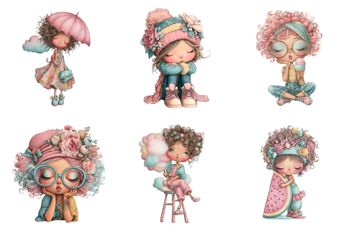 Whimsical Summer Girl Png Clipart, an Illustration by SinaCreation (Photo 2 of 9)
