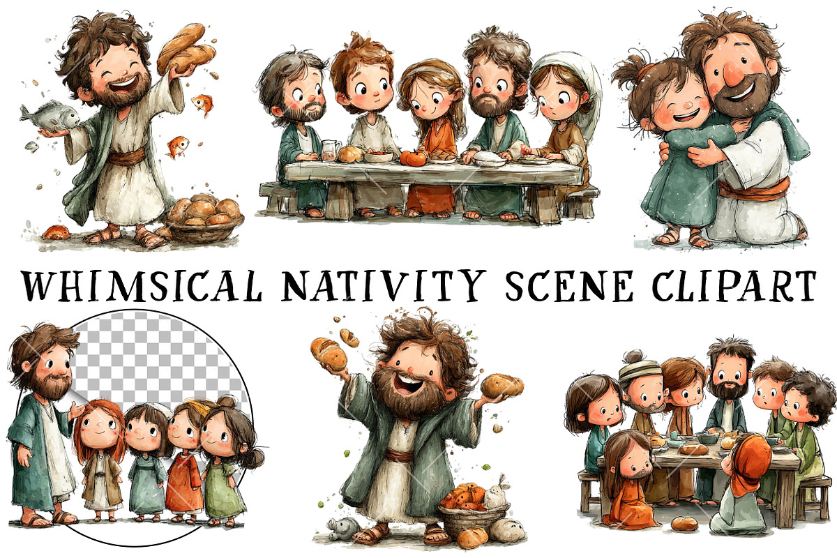 Whimsical Nativity Scene Clipart, an Illustration by OK Design (Photo 2 of 6)