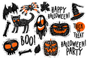 Halloween Linocut Clipart, an Illustration by Malena (Thumbnail 2 of 6)