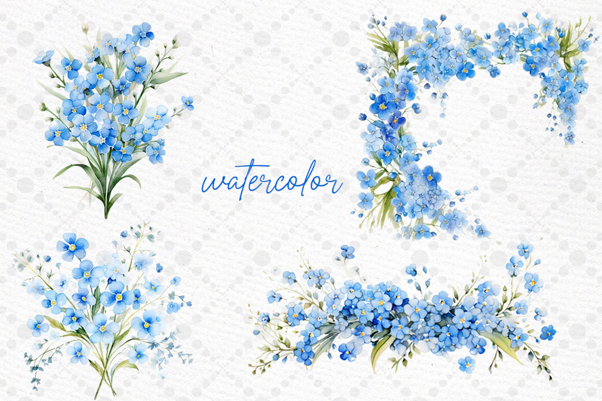 Light Blue flowers Clipart, a Decorative Illustration by LeCoqDesign (Photo 2 of 5)
