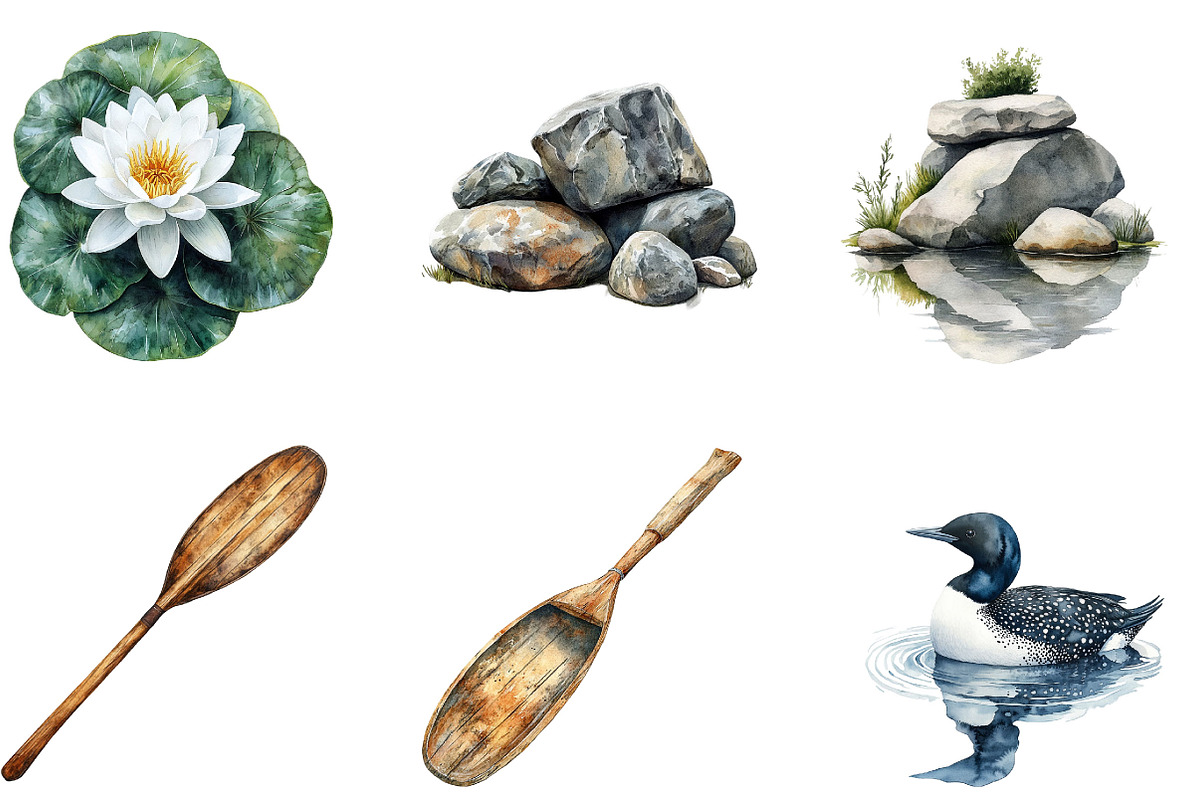 Watercolor loons Clipart, a Seasonal Illustration by Designking (Photo 5 of 5)