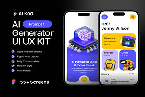 AI KOO AI Generator Mobile App UI UX, an UI Kit Template by Lumina_ui_ux202
