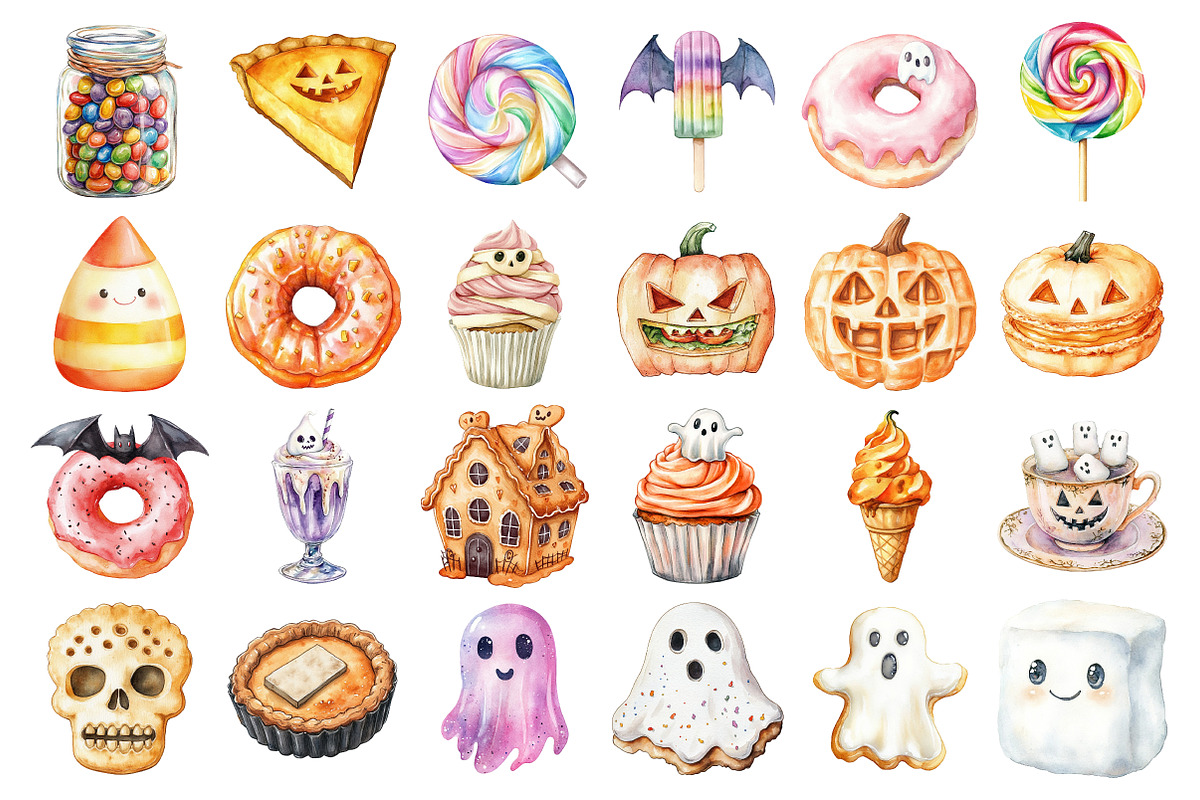 Watercolor Halloween Food Clipart, an Illustration by Daily.Designs (Photo 3 of 4)