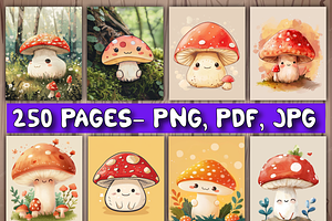 Cute Kawaii Mushroom Coloring KDP 2