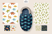 Watercolor Dinosaur clipart patterns, an Animal Illustration by tatiletters (Thumbnail 5 of 11)