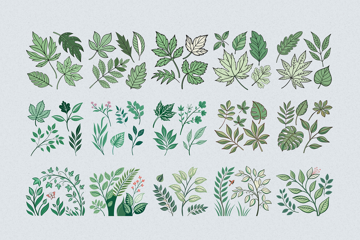 Green Leaves Watercolor Clipart, an Illustration by Helospace (Photo 6 of 10)