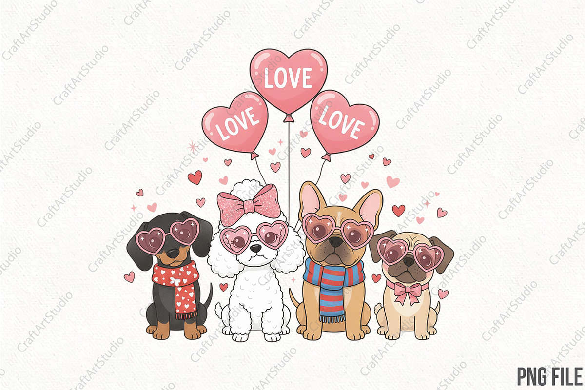 Valentine Dachshund Dogs Sublimation, an Illustration by CraftArtStudio (Photo 1 of 4)