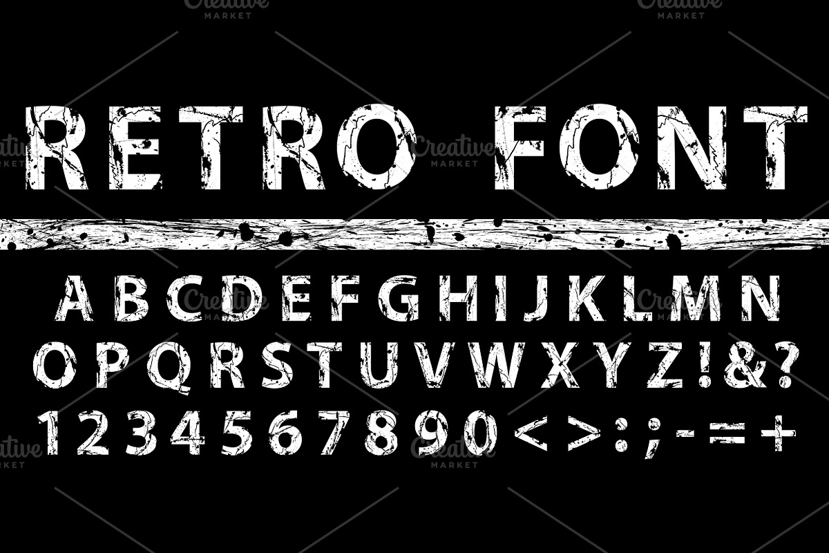 Grunge vintage ink vector font