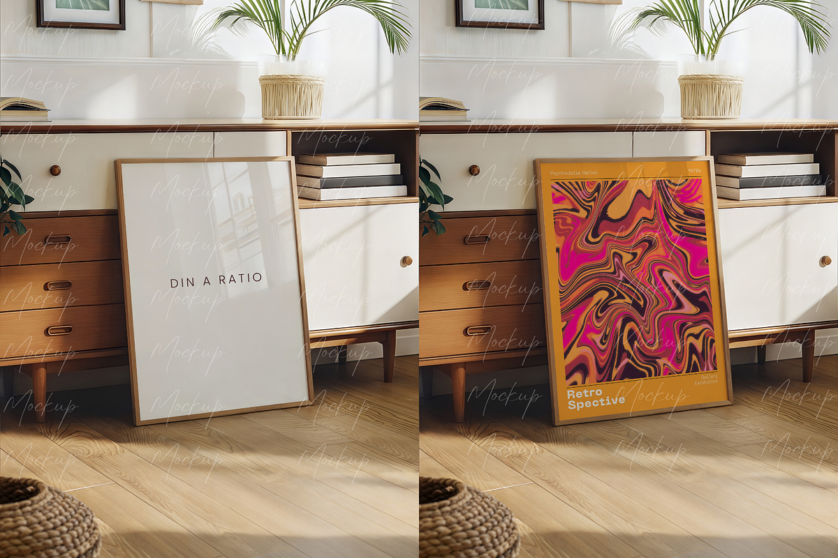 DIN A Wood Frame Mockup, a Product Mockup by TatiMockup (Photo 2 of 3)