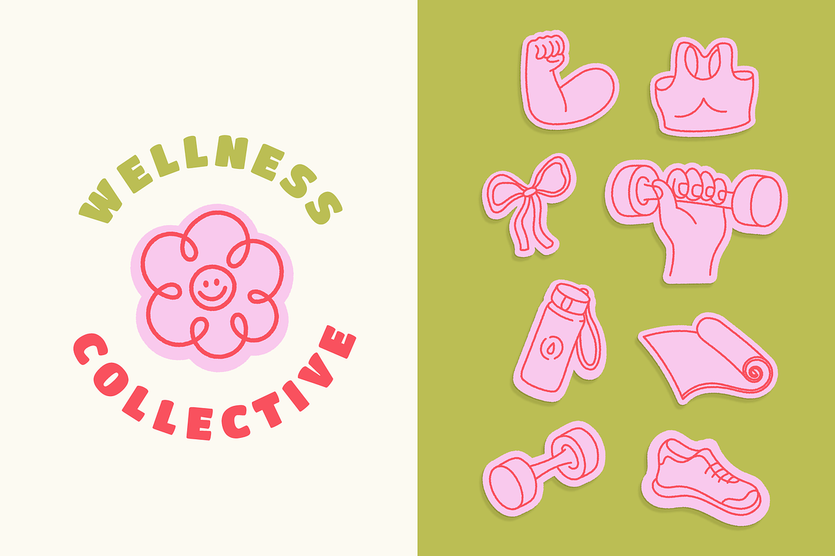 Fit girl era. Vector fitness doodles, an Object Graphic by venimo (Photo 7 of 13)