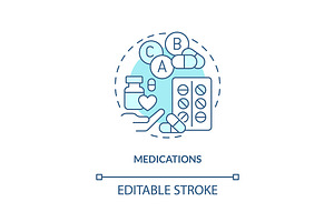 Medications blue concept icon, an Icon by IMG Visuals