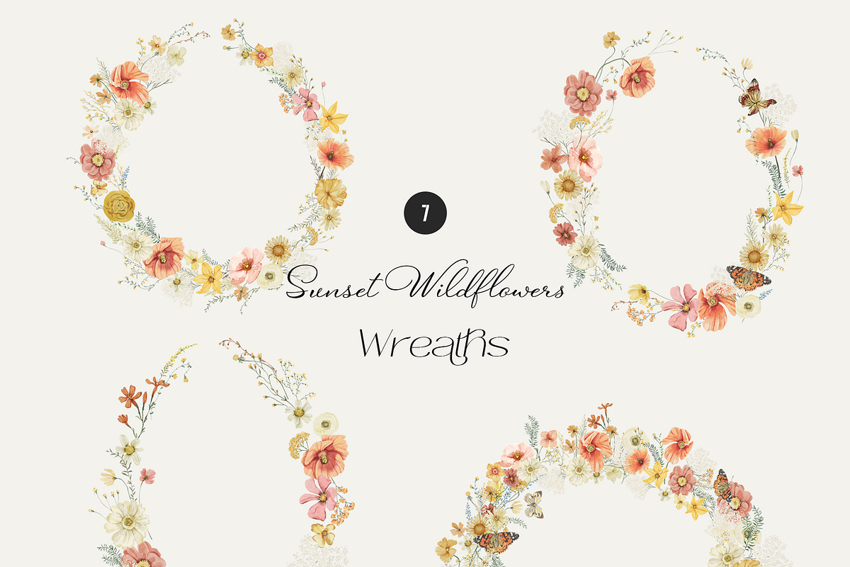 Sunset Wildflowers Delicate Flora, a Decorative Illustration by SunnyAfternoons (Photo 6 of 15)