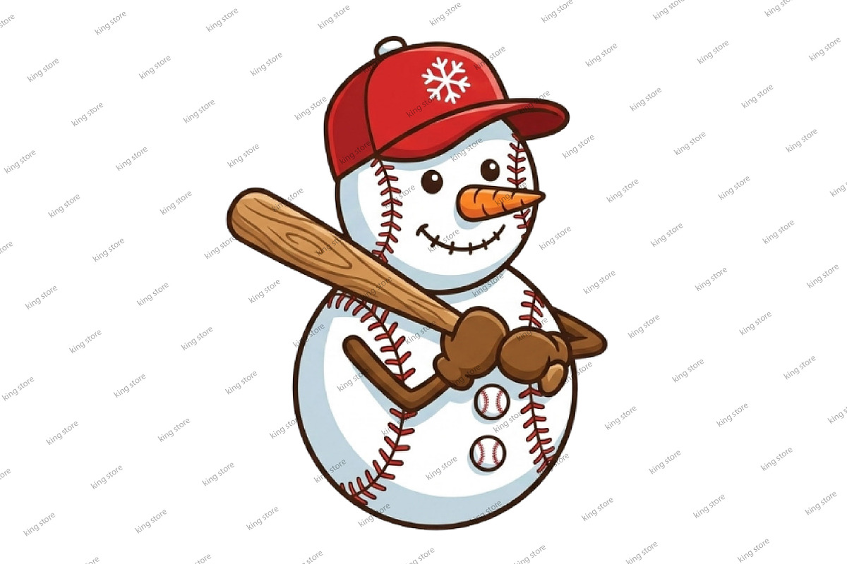 Baseball Funny Snowman, Funny Christ, an Illustration by Designking (Photo 4 of 6)