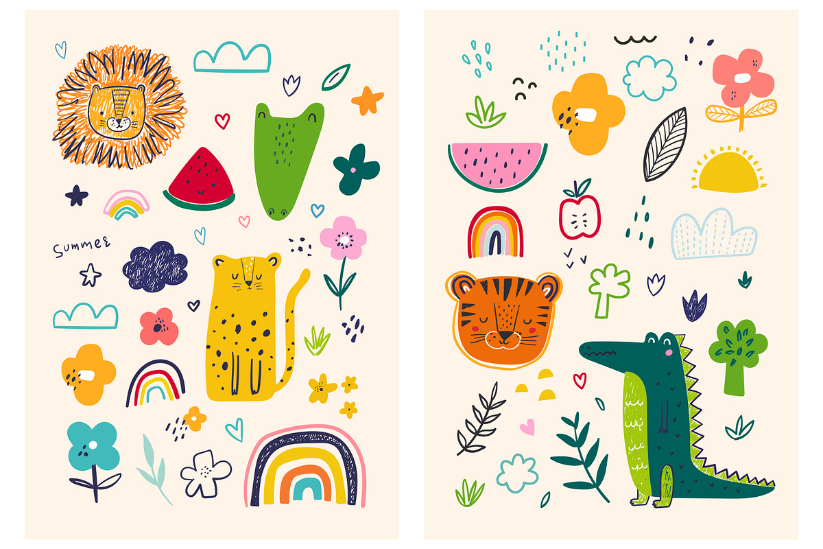 Baby hand drawn animals collection, an Animal Illustration by MoleskoStudio (Photo 8 of 11)