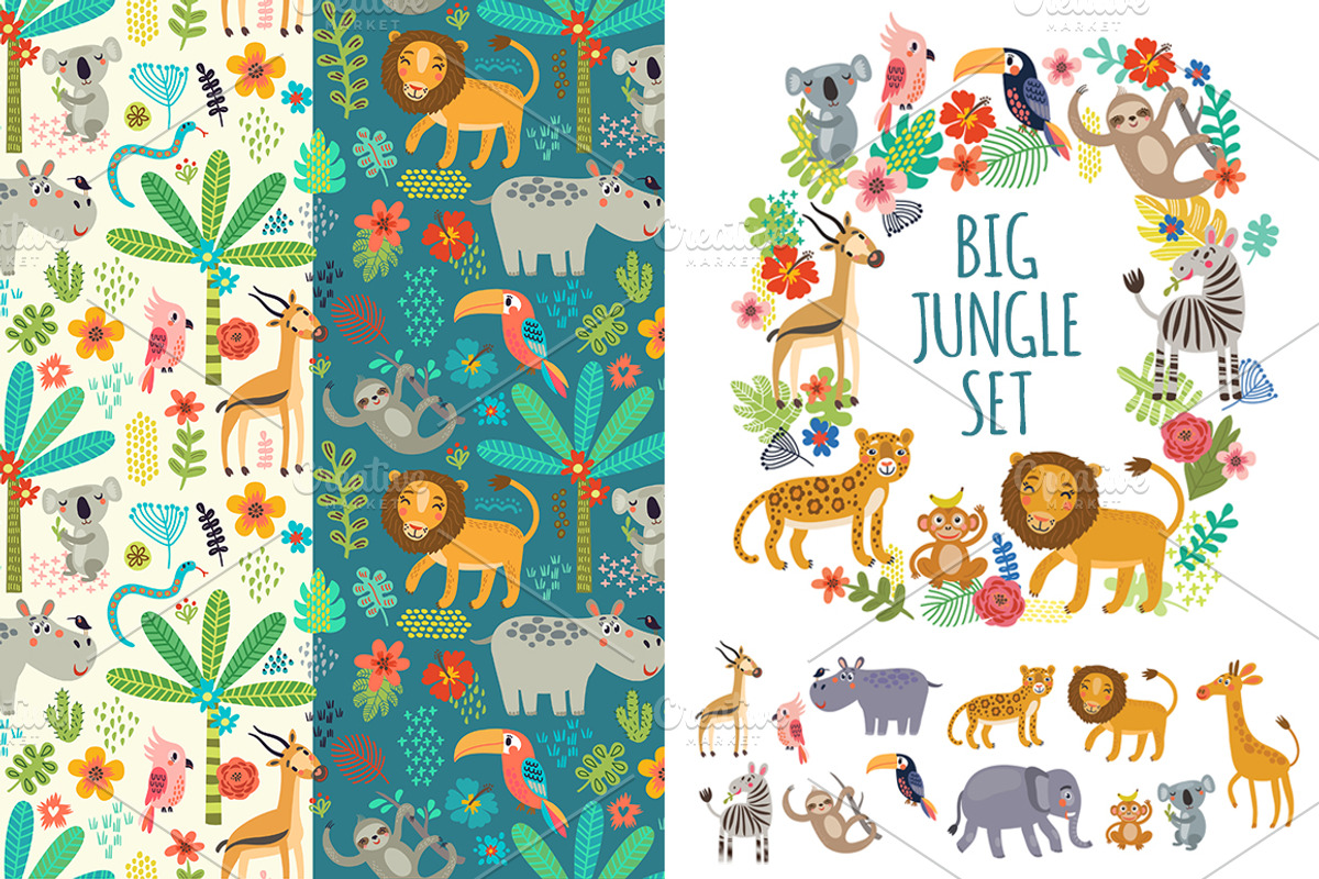 Big jungle set, a Pattern Graphic by Anna Guz's Store (Photo 1 of 4)