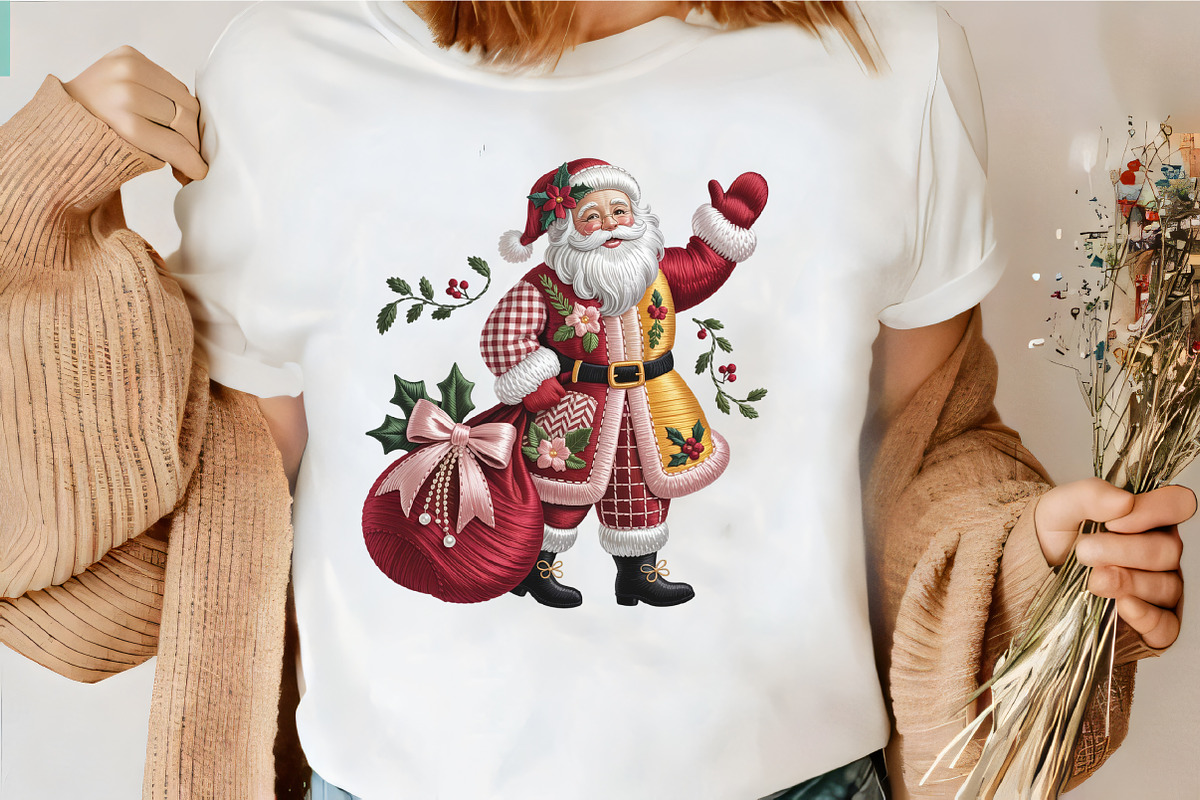 Faux Embroidery Waving Santa Claus C, an Illustration by CrexoraLab (Photo 4 of 4)
