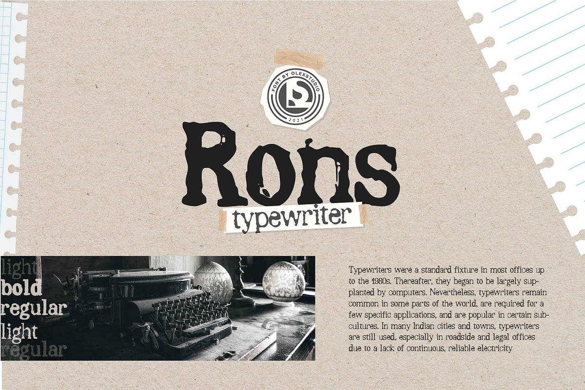 RONS TYPEWRITER, a Serif Font by Olexstudio (Photo 1 of 8)